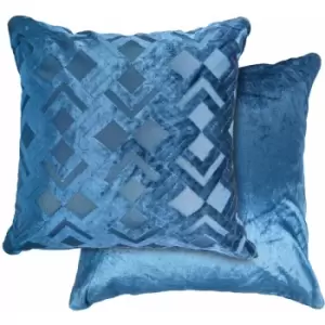 Emma Barclay Valencia Geometric Cut Velvet Cushion Cover, Navy, 43 x 43 Cm