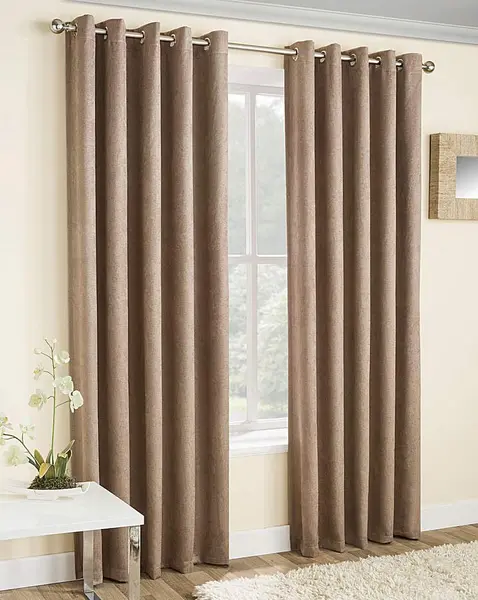 Vogue Light Filtering Eyelet Curtain Latte 167 x 183cm YK67837