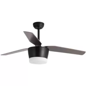 Grove Ceiling Fan Steel Matt Black &Glass 3ABS Wood Blades - Merano