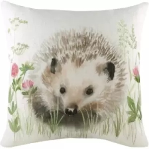 Evans Lichfield Hedgerow Hedgehog Cushion Cover (One Size) (Off White/Brown/Green) - Off White/Brown/Green