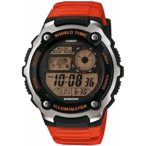 Casio World Time LCD Watch Orange