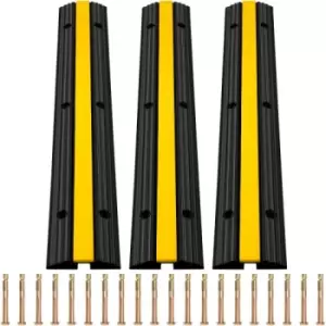 VEVOR Cable Protector Ramp, 3 Packs 1 Channels Speed Bump Hump, Rubber Modular Speed Bump Rated 18000 LBS Load Capacity, Protective Wire Cord Ramp Dri