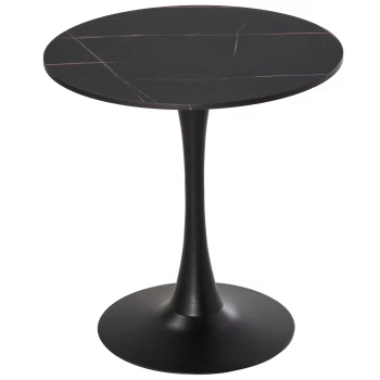 HOMCOM Modern Round Dining Table Leisure Coffee Bistro Table with Metal Base for Kitchen & Dining Room Black AOSOM UK