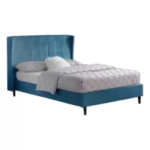 Seconique Amelia 4'6" Bed - Blue Velvet Fabric