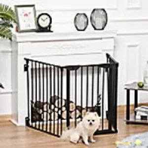 PawHut Pet Gate D06-100V01BK 745 x 1800 x 30 mm Black