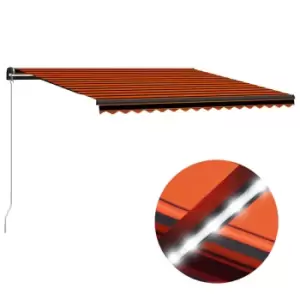 Vidaxl Manual Retractable Awning With LED 400X300 Cm Orange And Brown