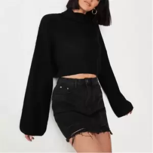 Missguided Roll Neck Wide Sleeve Jumper - Black