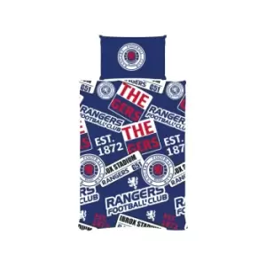 Rangers FC Patches Duvet Cover Set (Single) (Blue/White/Red)