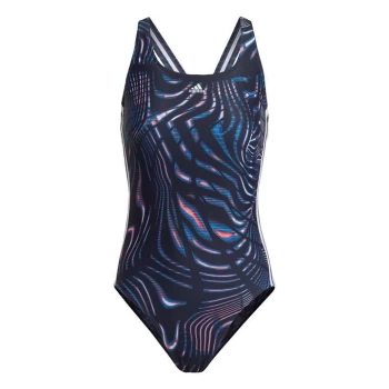 adidas Souleaf Graphic 3-Stripes Swimsuit Womens - Blue