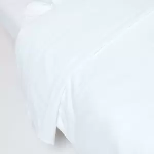 White Linen Flat Sheet, Double - White - White - Homescapes