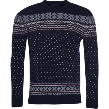 Barbour Essential Fair Isle Crew - Navy NY91