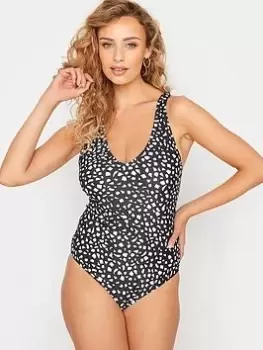 Long Tall Sally Animal Print Twist Back Swimsuit, Black, Size 16, Women