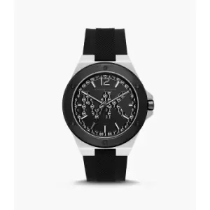 Michael Kors Mens Lennox Three-Hand Silicone Watch - Black