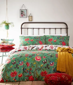 Furn. Pomelo Green Reversible Duvet Cover and Pillowcase Set Green