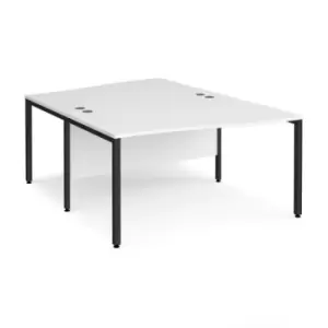 Office Desk 2 Person Wave Desk 1400mm White Tops With Black Frames Maestro 25