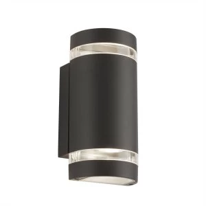 2 Light Outdoor Up & Down Wall Light Grey IP44, GU10