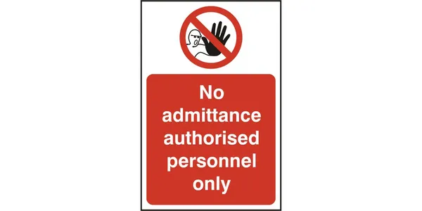 BEESWIFT Beeswift - authorised personnel only sign white/red 200X300MM - White/Red BSS11612