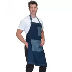 Dennys Heavyweight Denim Pocket Bib Apron (One Size) (Washed Denim) - Washed Denim