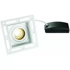 Loops - Invisible Plaster Over Square Ceiling Spotlight Matt White Adjustable Angle GU10