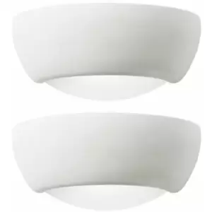 2 pack Dimmable LED Wall Light Unglazed Ceramic Semi Dome Lounge Lamp Fitting