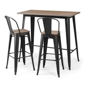 Grafton Bar Set with 2 Stools Black