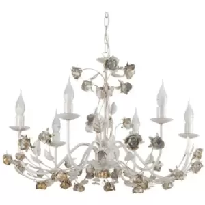 Onli Carolina 6 Light Flower Design Multi Arm Chandelier, Ivory