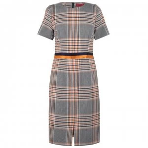 Hugo Boss Koni Dress Orange Check Size L Women