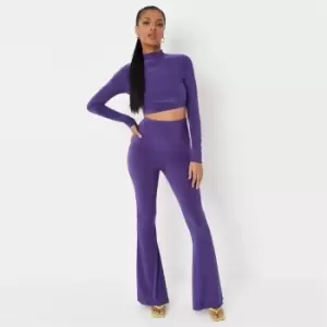 Missguided High Neck Backless Top and Flare - Purple