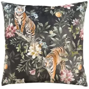 Orient Tiger Repeat Cushion Jet, Jet / 43 x 43cm / Polyester Filled