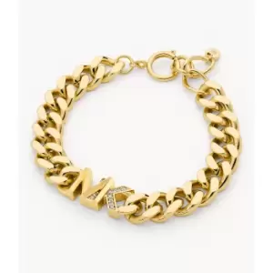 Michael Kors Womens 14K -Plated Statement Logo Line Bracelet - Gold