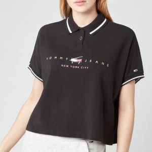 Tommy Jeans Womens TJW Bxy Crop Modern Logo Polo - Black - M