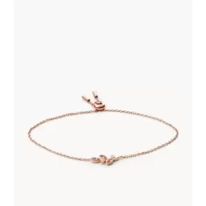 Fossil Womens Georgia Pink Blooms Vintage Rose Stainless Steel Chain Bracelet - Rose Gold