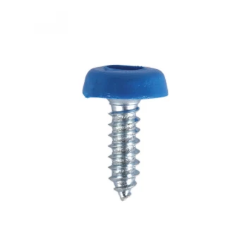 SEALEY PTNP4 Number Plate Screw Plastic Enclosed Head 4.8 x 18mm Blue Pack x50