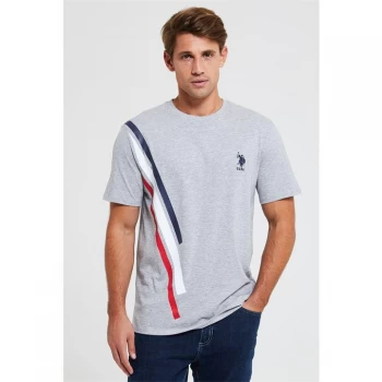 US Polo Assn Side Stripe T Shirt - Vintage Grey