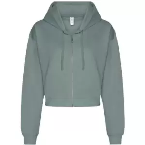 Awdis Womens/Ladies Cropped Hoodie (XL) (Dusty Green)