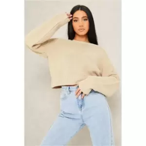 I Saw It First Stone Basic Knitted Cropped Top - Brown