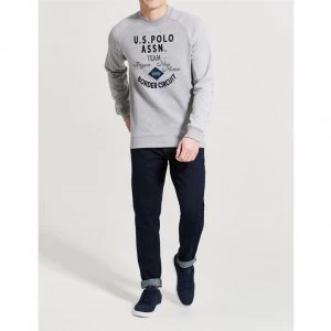 US Polo Assn Textured Sleeve Crew Sweatshirt - Vintage Grey