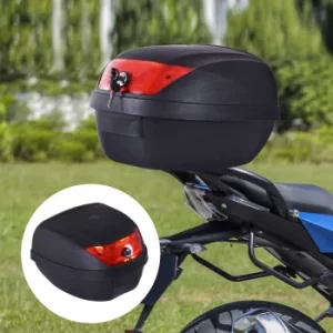 HOMCOM 28L Motorcycle Tail Box W/ 2 Keys-Black/Red