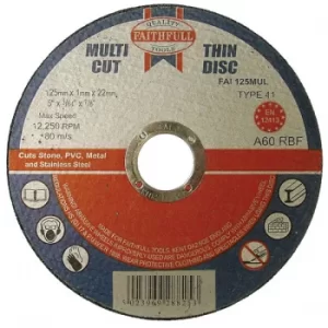 Faithfull FAI12510MUL Multipurpose Cutting Disc 125 x 1.0 x 22.23m...