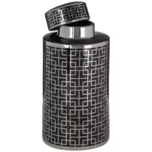 Premier Housewares Daria Large Ceramic Jar - Black/Silver Finish