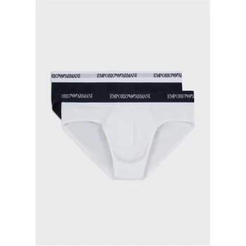 Emporio Armani 2 Pack Essential Briefs White/Blue Size L Men