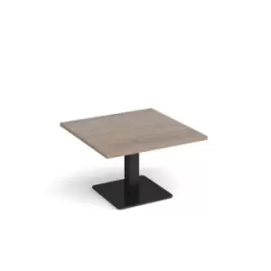 Brescia square coffee table with flat square Black base 800mm - barcelona walnut