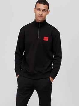 HUGO Durty Quarter Zip Sweatshirt - Black, Size S, Men