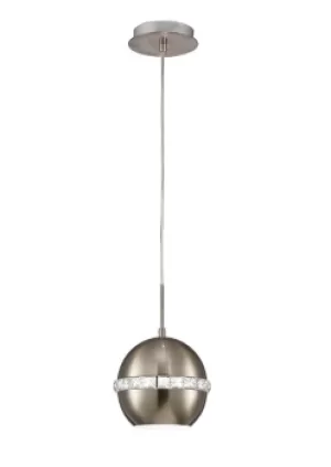 Andrea Dome Ceiling Pendant E27 Satin Nickel, Crystal