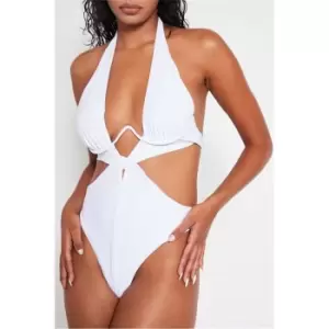 I Saw It First Monowire Halterneck High Leg Swimsuit - White