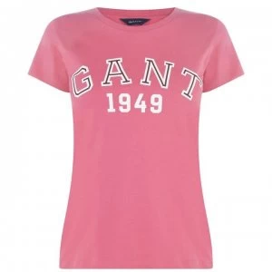 Gant Short Sleeve Graphic T Shirt - 665 Rose