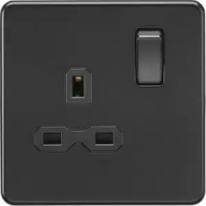 MLA Knightsbridge 13A 1 Gang DP Socket Matt Black W/Black Insert - SFR7000MBB