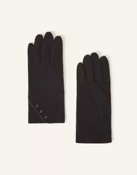 Accessorize Womens Touch Screen Button Gloves in Wool Blend Black