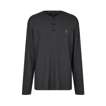 AllSaints Drucker Long Sleeve Henley - Dark Grey