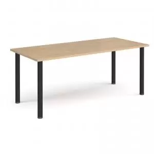 Rectangular Black radial leg meeting table 1800mm x 800mm - kendal oak